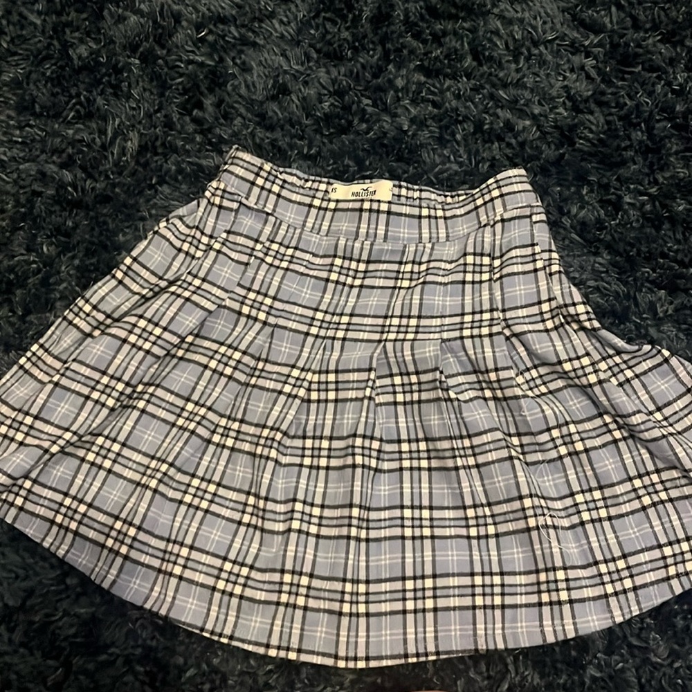 blue plaid skirt